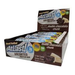 AtLast! Uncoated Protein Bar, Double Chocolate Chunk, 12pack