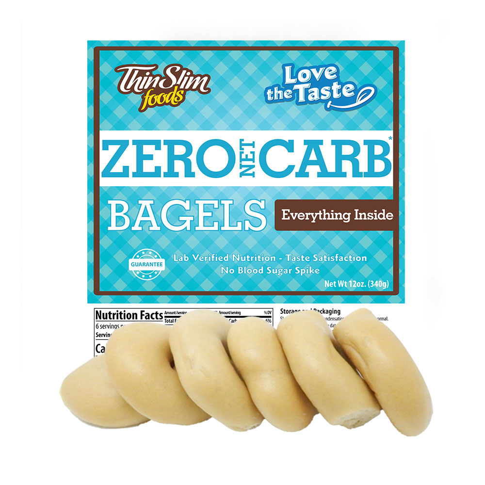 ThinSlim Foods Zero Net Carb Bagels Everything Inside 6 pack - Click Image to Close