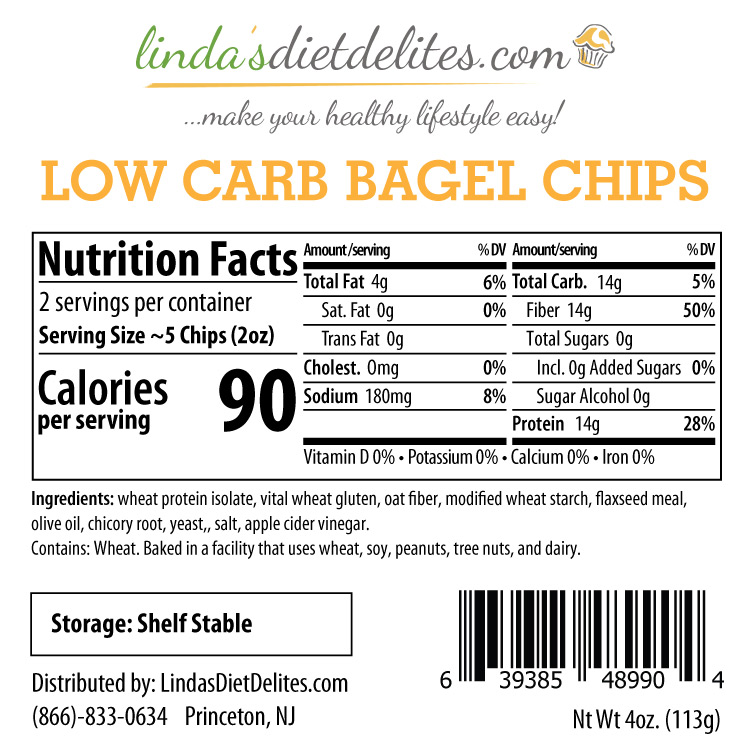 Lindas Diet Delites Low Carb Bagel Chips Plain - Click Image to Close