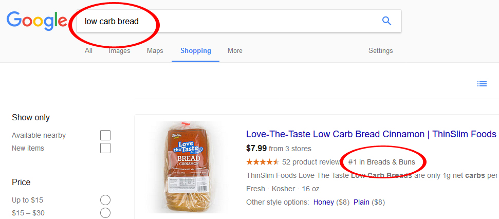Low Carb Bread Google Rank
