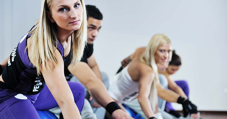 Blonde Indoor Cycling with friends