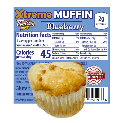 ThinSlim Foods Xtreme Muffins Blueberry, Allulose Sweetened, 6pack