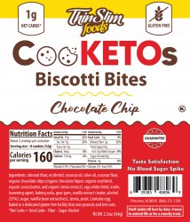 ThinSlim Foods CooKETOs Biscotti Bites Chocolate Chip