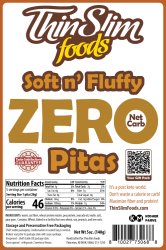 ThinSlim Foods Soft n' Fluffy ZERO Net Carb Pitas