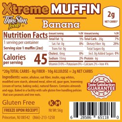 ThinSlim Foods Xtreme Muffins Banana, Allulose Sweetened, 6pack