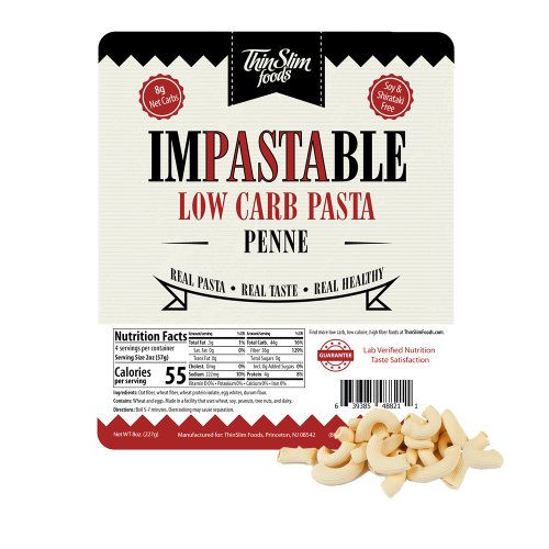 Lower Carb Pasta, 4 Calorie Penne Pasta