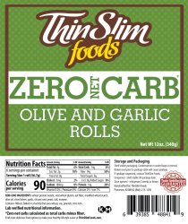 ThinSlim Foods Rustic Tuscan Olive and Garlic Rolls