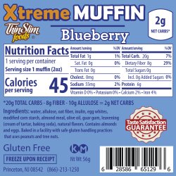 ThinSlim Foods Xtreme Muffins Blueberry, Allulose Sweetened, 6pack