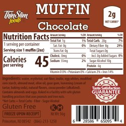 ThinSlim Foods Muffins Chocolate Fluffed, 6pack