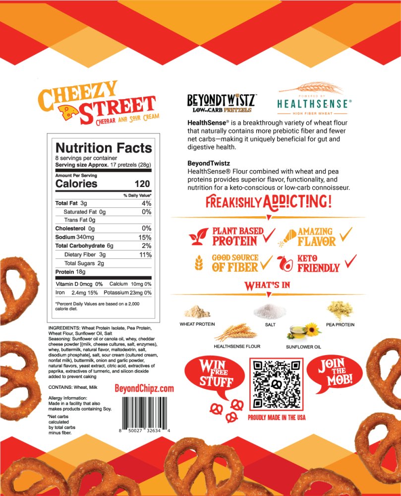BeyondTwistz Low Carb Protein Pretzels Cheezy Street - Click Image to Close