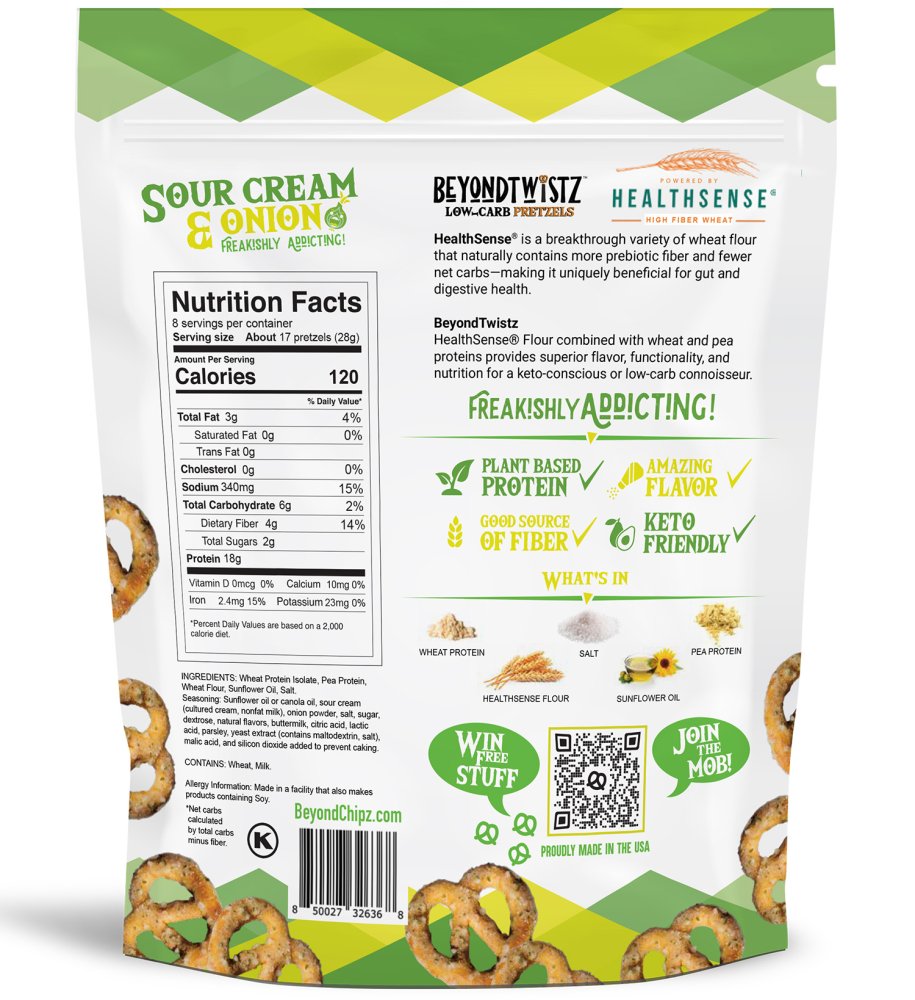 BeyondTwistz Low Carb Pretzels Sour Cream and Onion - Click Image to Close