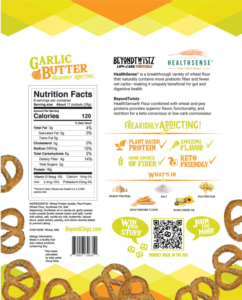 BeyondTwistz Low Carb Protein Pretzels Garlic Butter - Click Image to Close