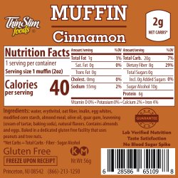 ThinSlim Foods Muffins Cinnamon Fluffed, 6pack