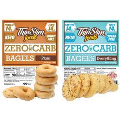 ThinSlim Foods Zero Net Carb Bagels Plain and Everything Bundle