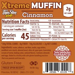 ThinSlim Foods Xtreme Muffins Cinnamon, 6pack
