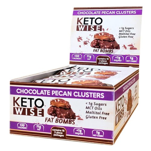 Keto Wise Fat Bombs, Chocolate Pecan Clusters, 16pack