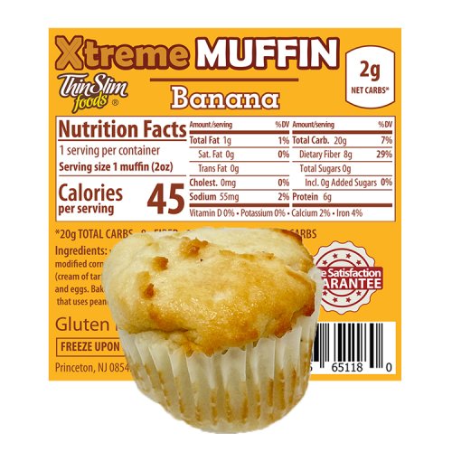 ThinSlim Foods Xtreme Muffins Banana, Allulose Sweetened, 6pack