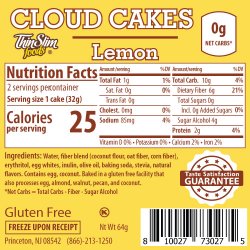 ThinSlim Foods Cloud Cakes Lemon, 2pack