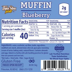 ThinSlim Foods Muffins Blueberry Fluffed, 6pack