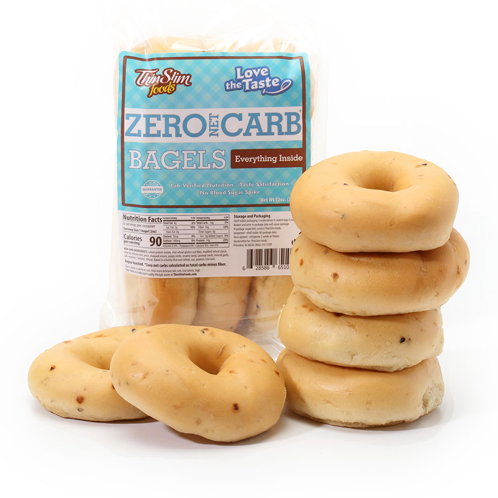 ThinSlim Foods Zero Net Carb Bagels Everything Inside 6 pack - Click Image to Close