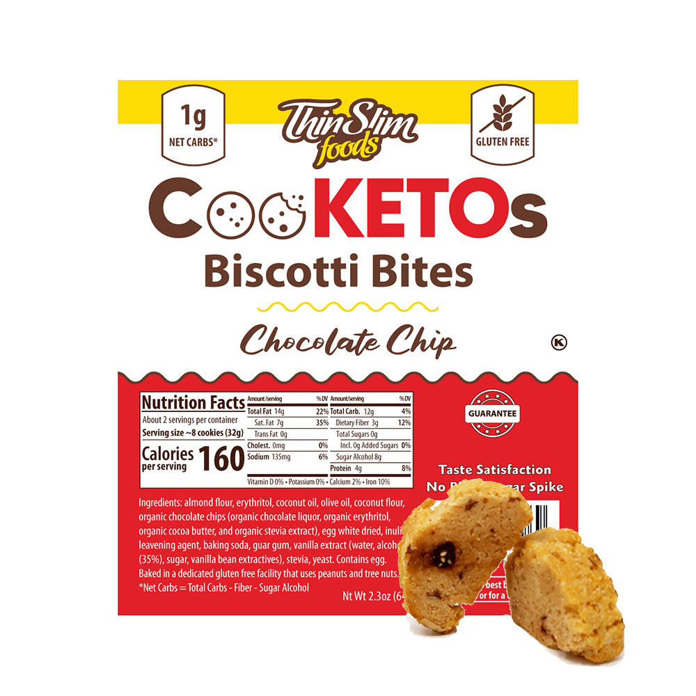 ThinSlim Foods CooKETOs Biscotti Bites Chocolate Chip - Click Image to Close