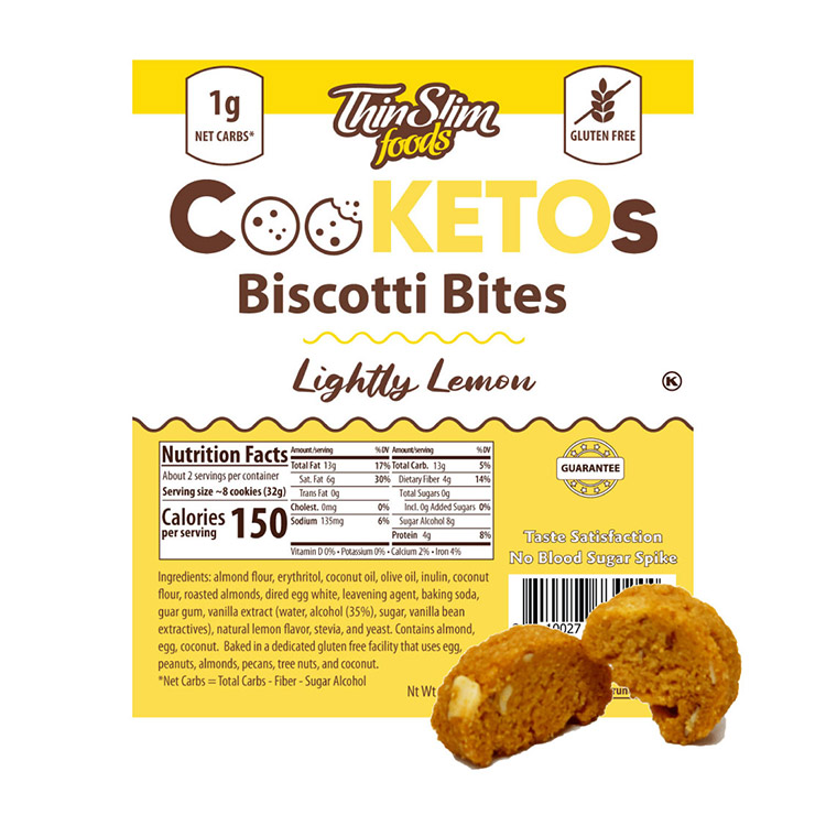 ThinSlim Foods CooKETOs Biscotti Bites Lightly Lemon - Click Image to Close