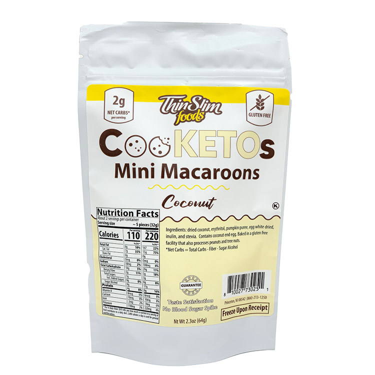 ThinSlim Foods CooKETOs Mini Macaroons Coconut - Click Image to Close
