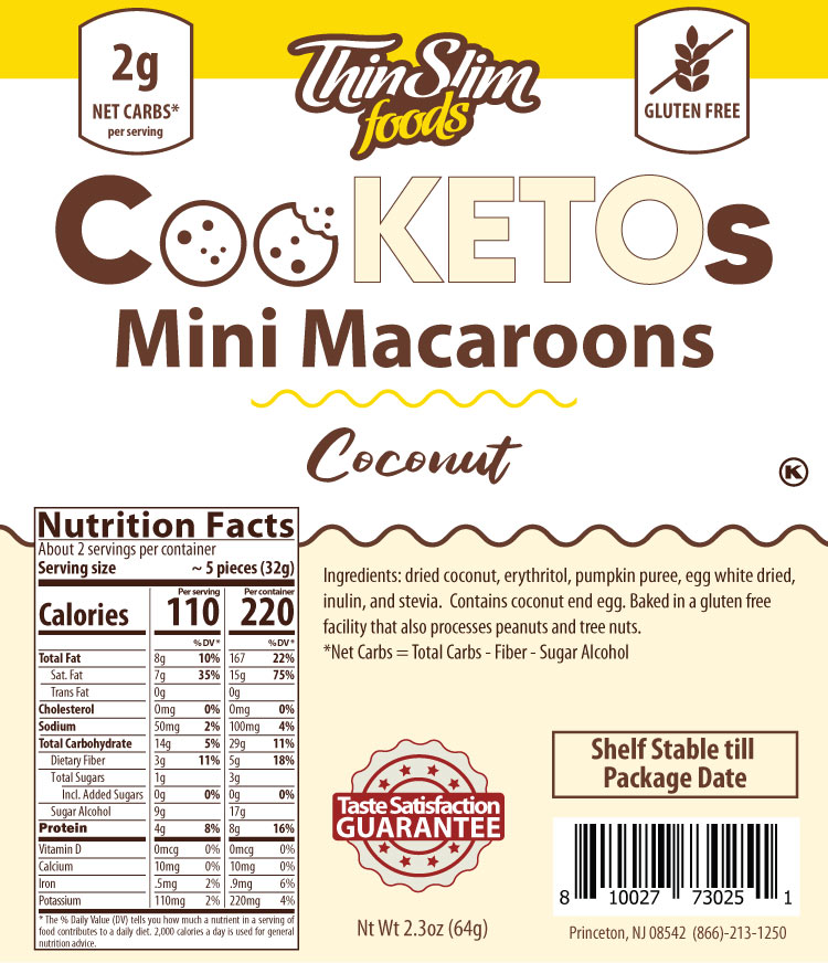 ThinSlim Foods CooKETOs Mini Macaroons Coconut - Click Image to Close