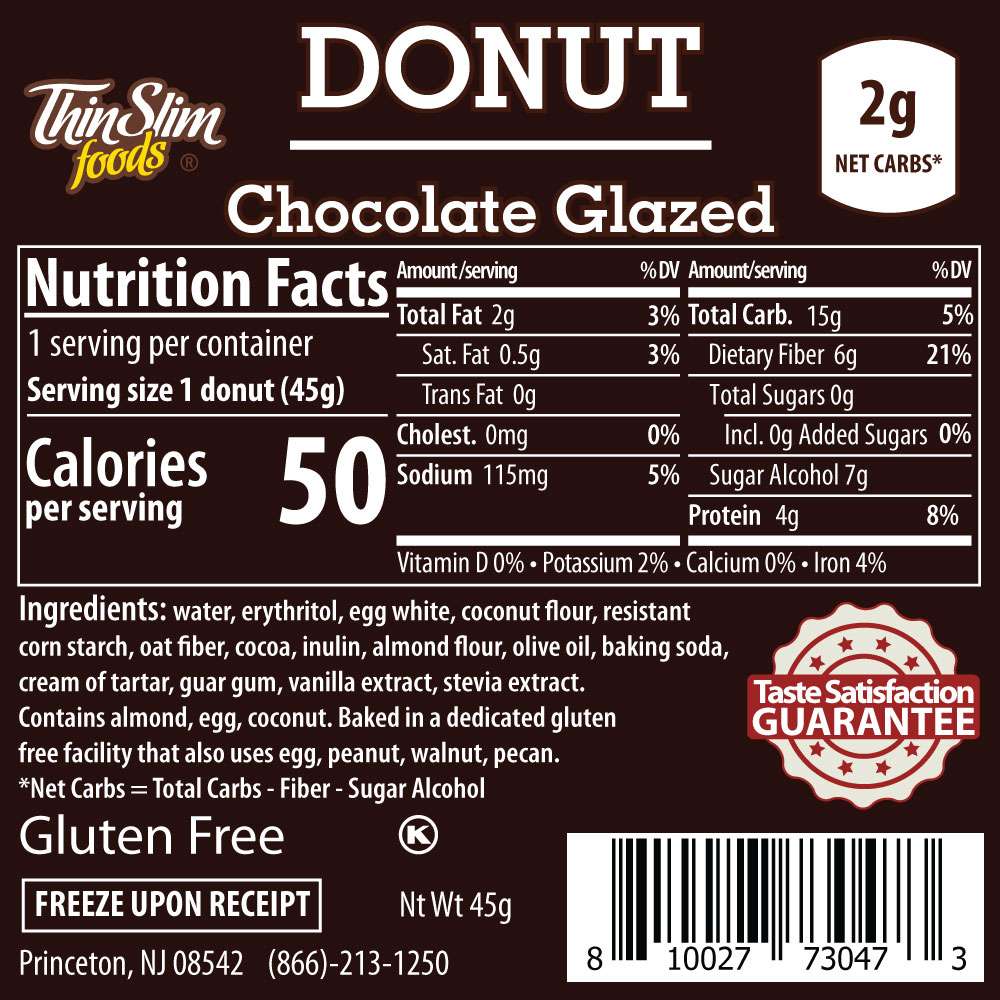 ThinSlim Foods Donut Chocolate Glazed, 6pack - Click Image to Close