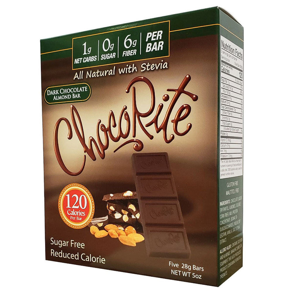 Chocorite Chocolate Bars, Dark Chocolate Almond, 5pack - Click Image to Close