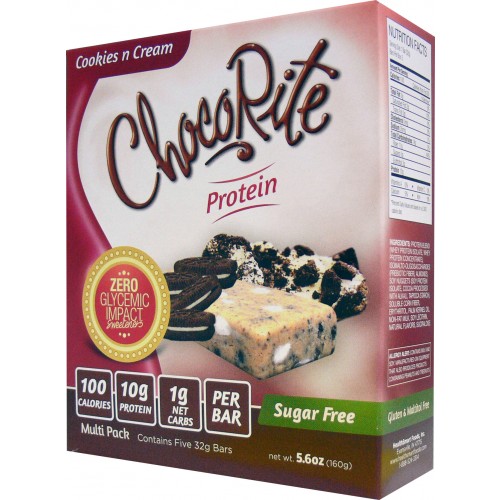 Chocorite Uncoated Protein Bars Cookies N Cream, 5pack - Click Image to Close