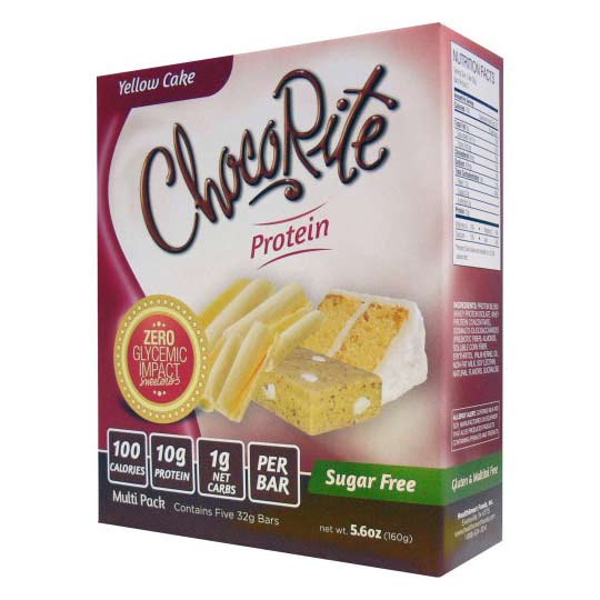 Chocorite Uncoated Protein Bars Yellow Cake, 5pack - Click Image to Close