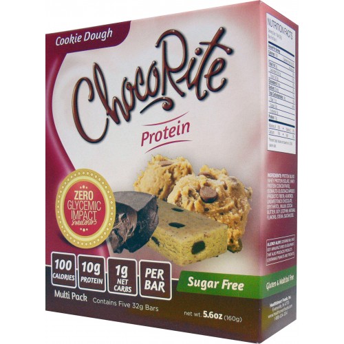 Chocorite Uncoated Protein Bars Cookie Dough, 5pack - Click Image to Close