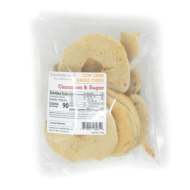 Lindas Diet Delites Low Carb Bagel Chips Cinnamon - Click Image to Close