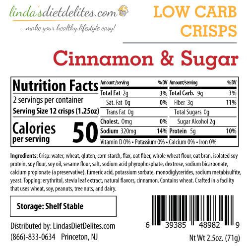 Lindas Diet Delites Low Carb Crisps Cinnamon and Sugar - Click Image to Close