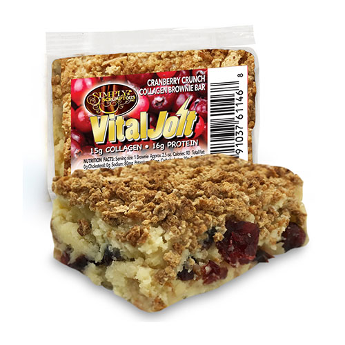 Scrumptous VitalJolt Cranberry Crunch Collagen Brownie Bar, 6pack