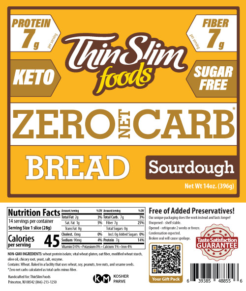 ThinSlim Foods Zero Net Carb Bread Sourdough - Click Image to Close