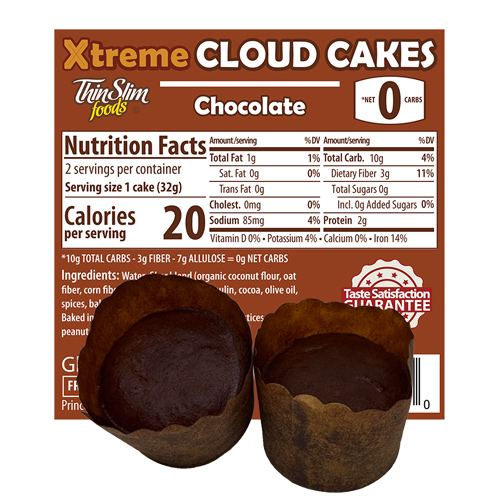 ThinSlim Foods Xtreme Cloud Cakes Chocolate, 6pack