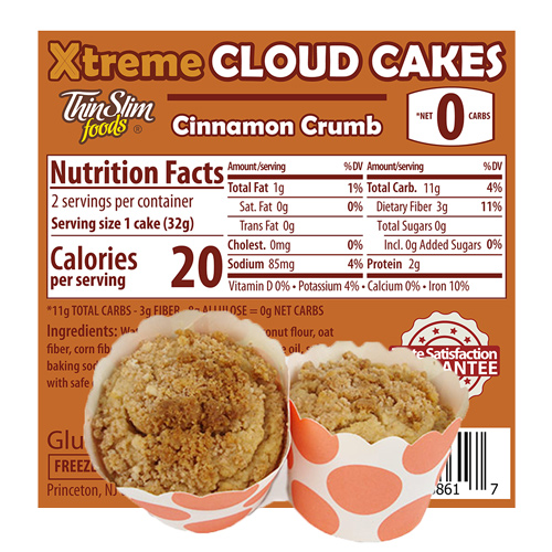 ThinSlim Foods Xtreme Cloud Cakes Cinnamon Crumb, 6pack