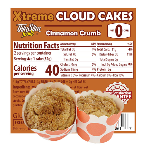 ThinSlim Foods Xtreme Cloud Cakes Cinnamon Crumb, 6pack