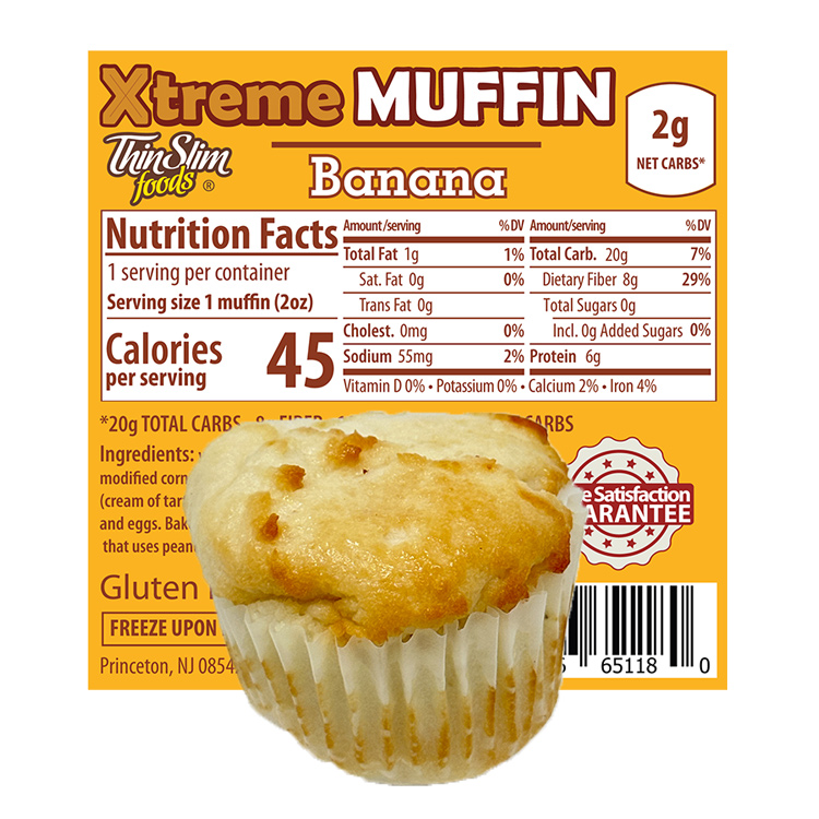 ThinSlim Foods Xtreme Muffins Banana, Allulose Sweetened, 6pack - Click Image to Close