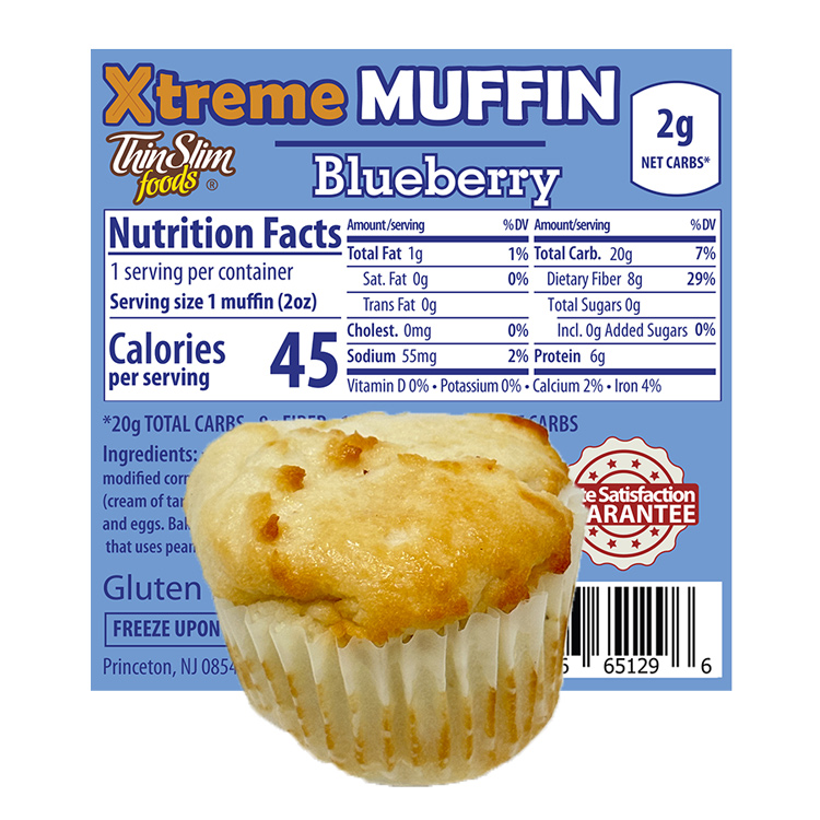 ThinSlim Foods Xtreme Muffins Blueberry, Allulose Sweetened, 6pack - Click Image to Close