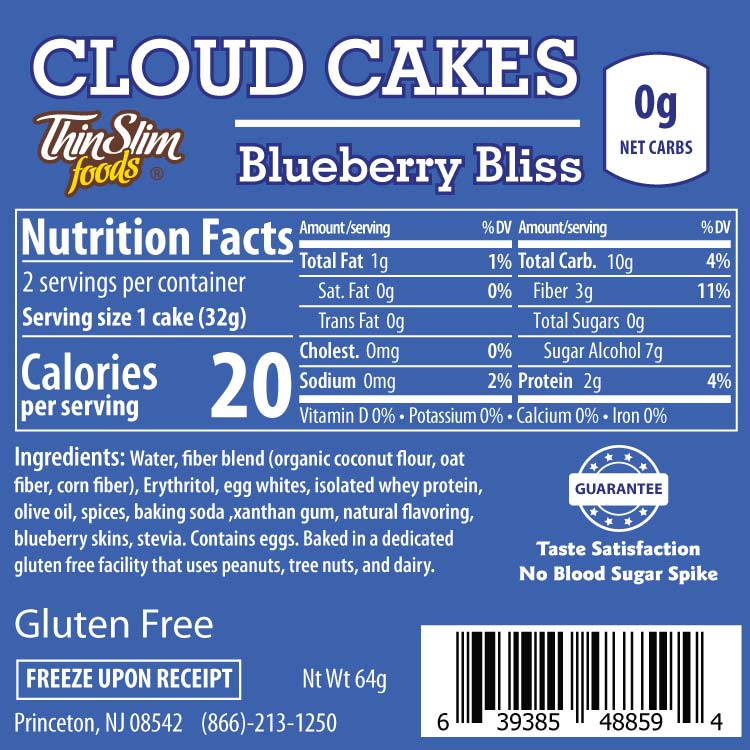 ThinSlim Foods Cloud Cakes Blueberry Bliss, 2pack - Click Image to Close