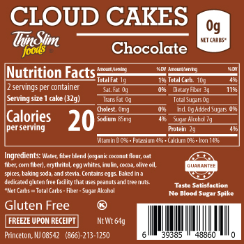 ThinSlim Foods Cloud Cakes Chocolate, 2pack - Click Image to Close