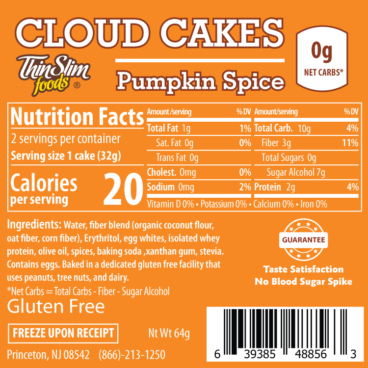 ThinSlim Foods Cloud Cakes Pumpkin Spice, 2pack - Click Image to Close