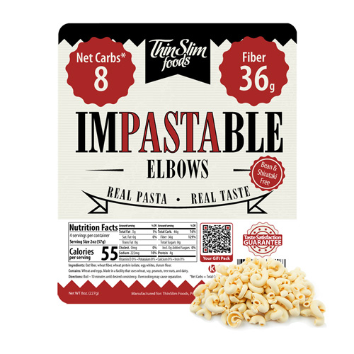 ThinSlim Foods Impastable Low Carb Pasta Elbows