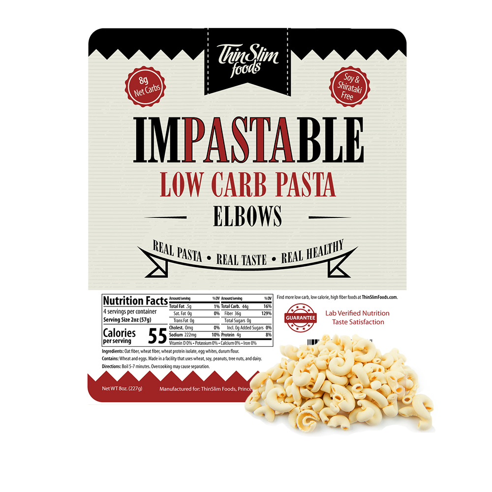 ThinSlim Foods Impastable Low Carb Pasta Elbows - Click Image to Close