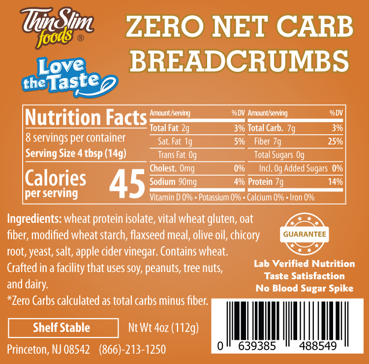 ThinSlim Foods Love-the-Taste Low Carb Breadcrumbs Plain - Click Image to Close