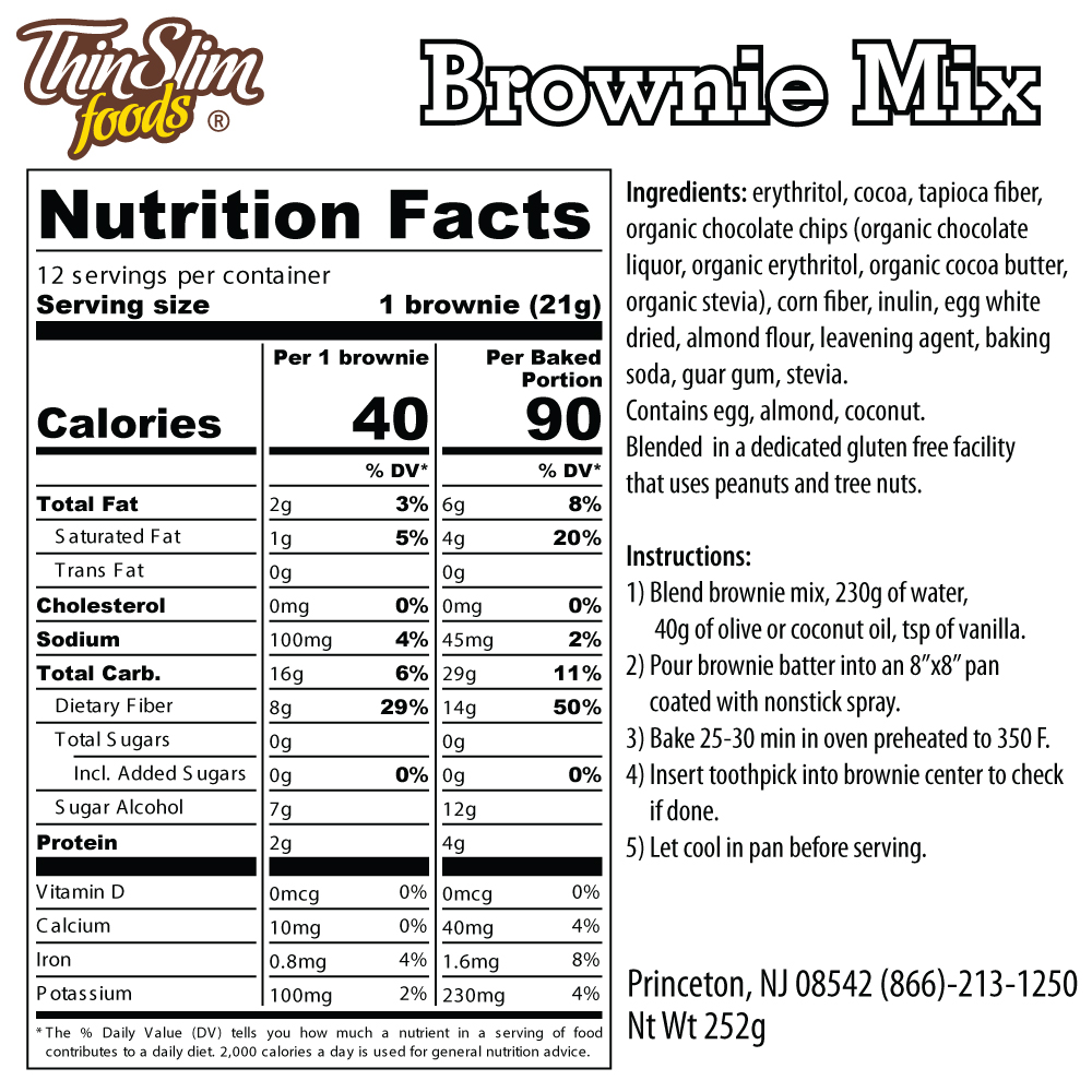 ThinSlim Foods Low Carb Mix Brownie - Click Image to Close