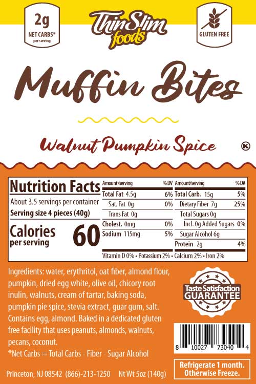 ThinSlim Foods Muffin Bites Walnut Pumpkin Spice - Click Image to Close